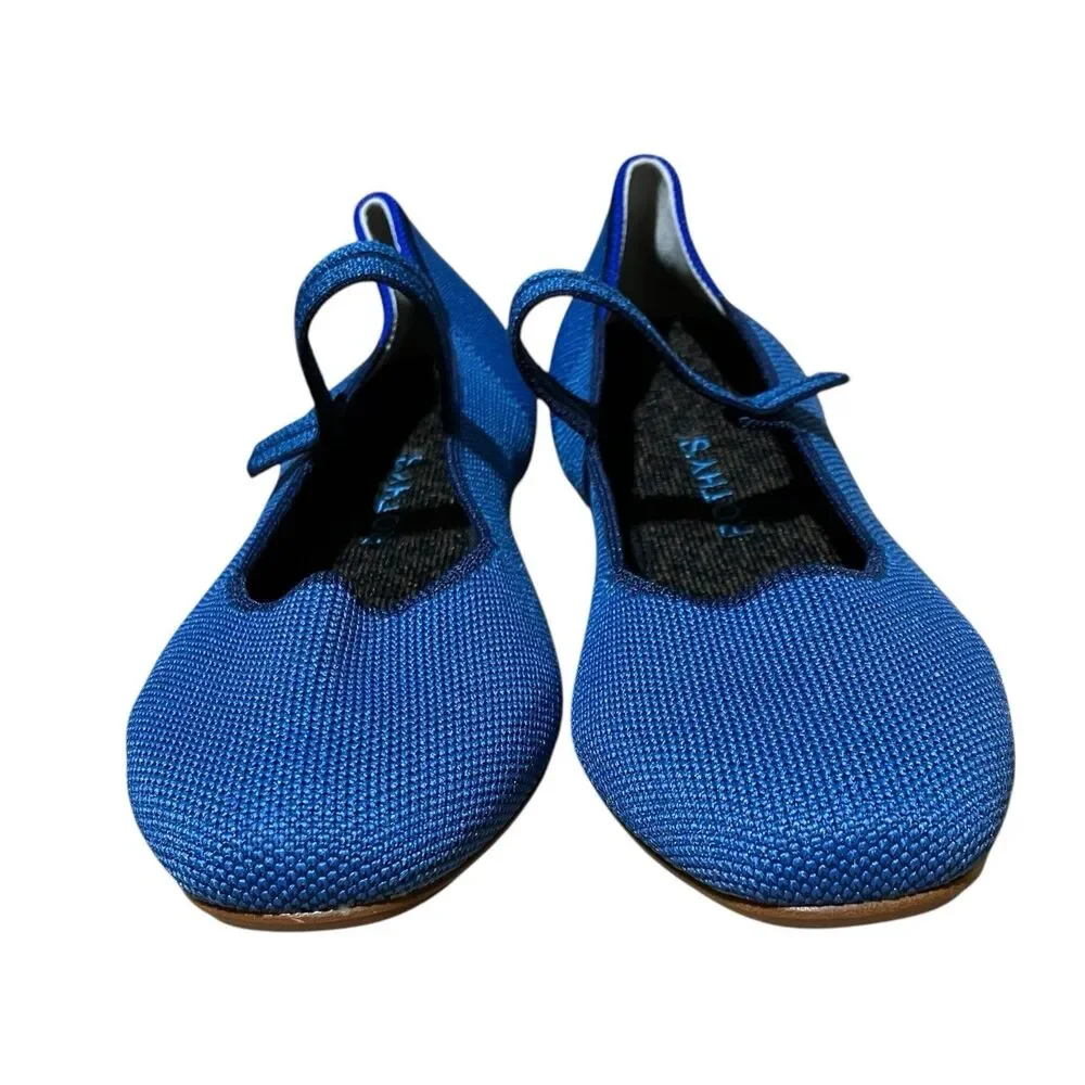 Rothy’s Blue Square Toe Mary Jane Ballet Flats Womens 8‎ Clean Girl